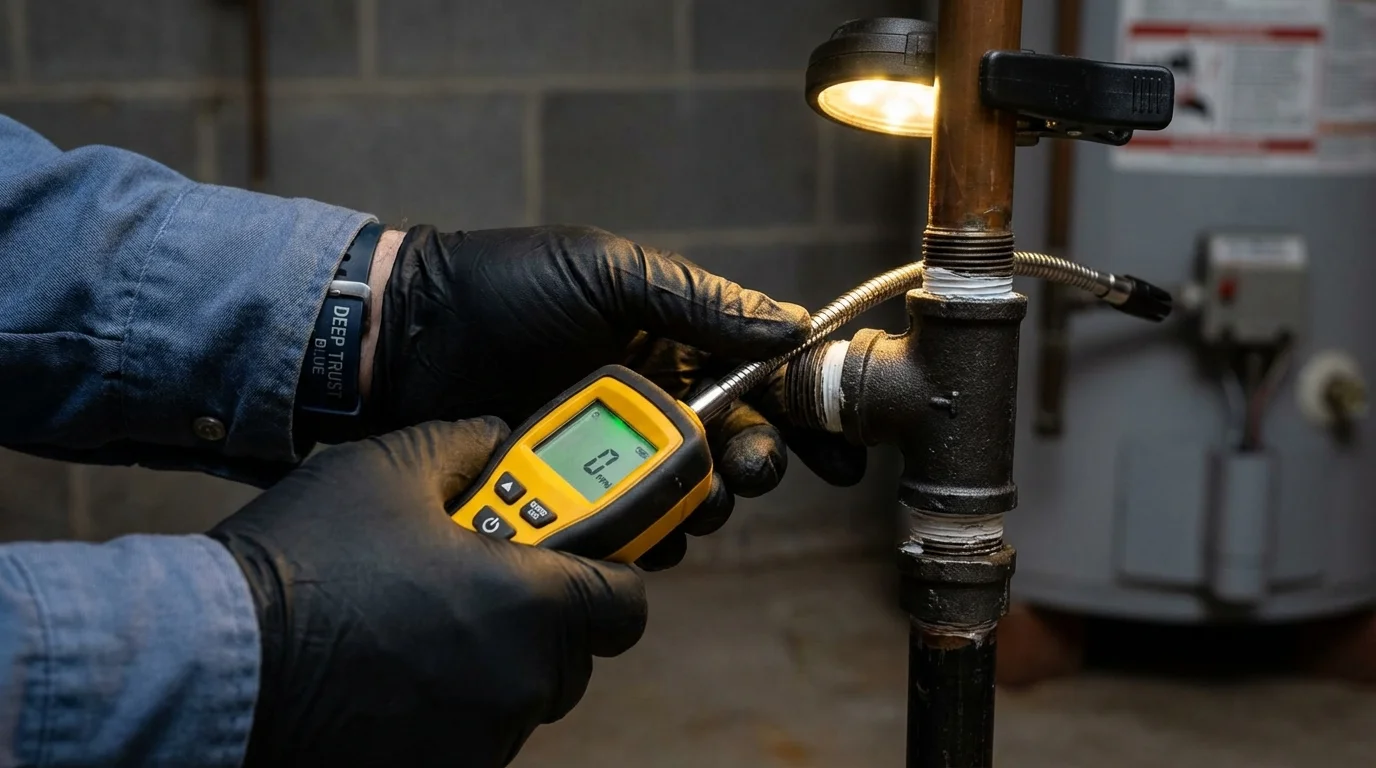 Gas leak detection with electronic sniffer by Johns Plumbing LLC in Boling